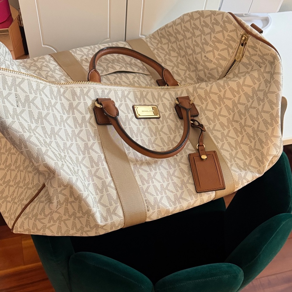 Michael Kors Cream Monogram Duffel Bag
